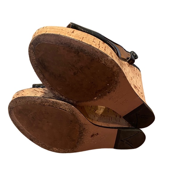 Prade T Strap Cork Wedges, Black - Picture 4 of 6
